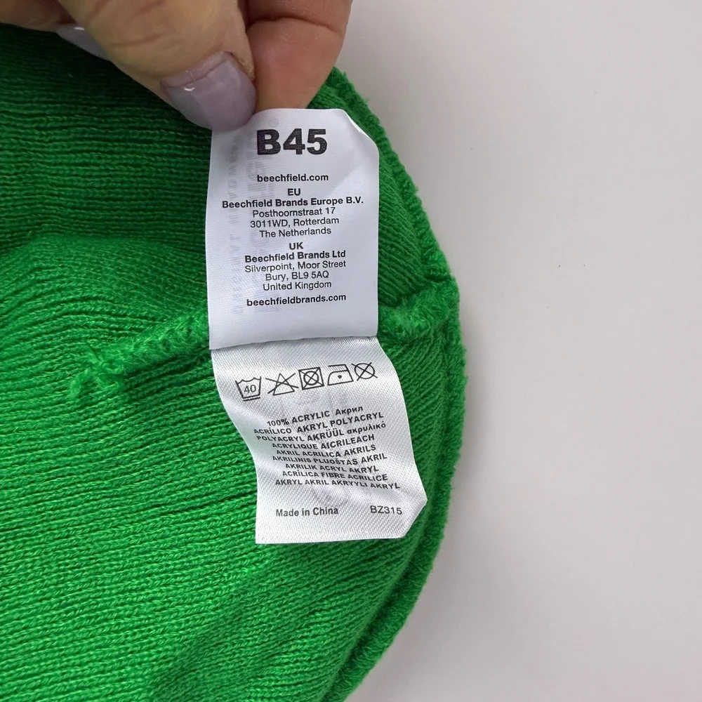 Beechfield Green Eagle Embroidered‎ Knit Beanie Hat Winter Warm Unisex